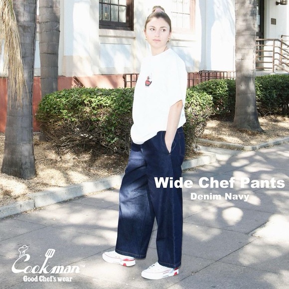 Cookman usa navy denim chef pants Small Wide Leg - Picture 1 of 8